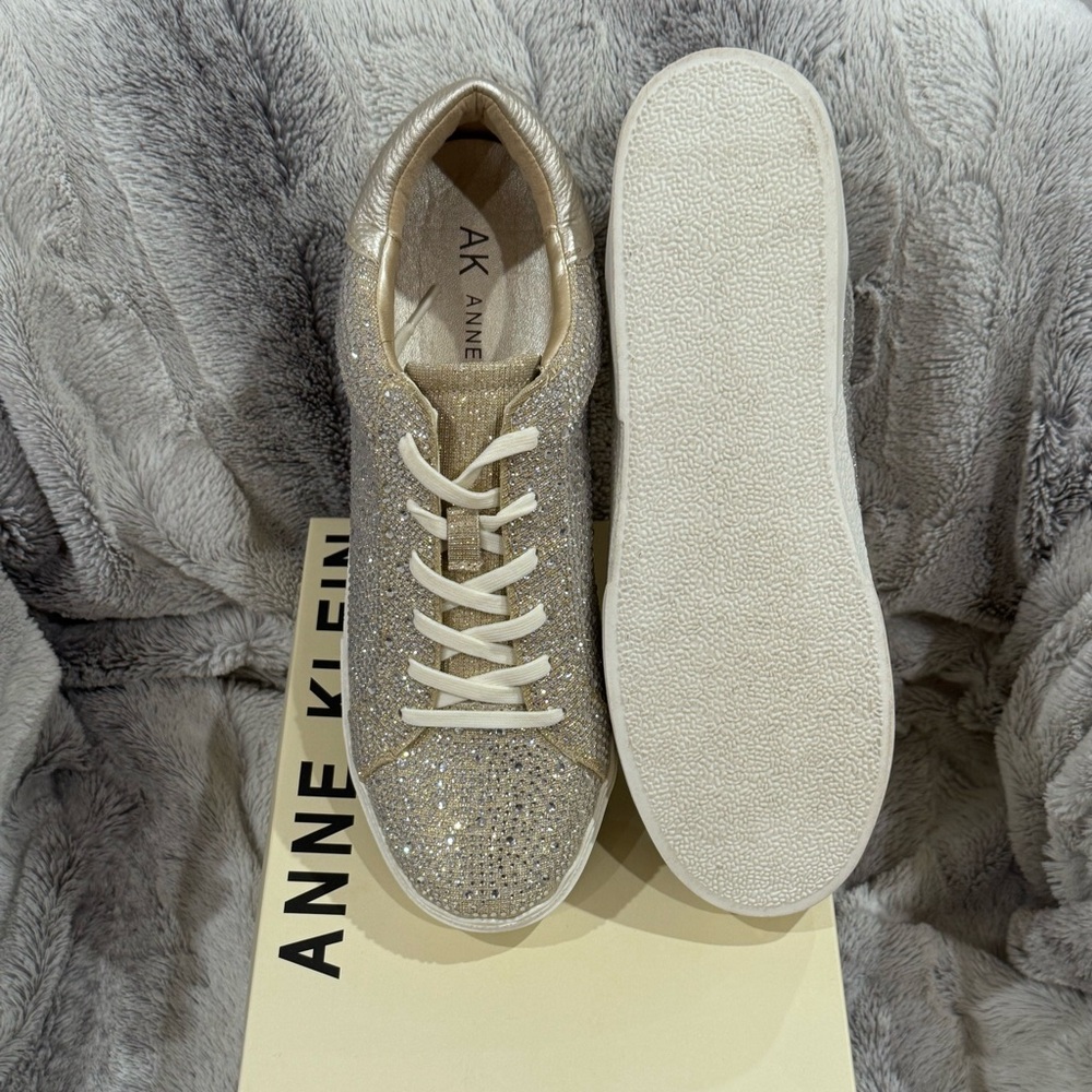 NWB Anne Klein Metallic and Silver Rhinestone Sneakers Sz 9.5 (run small) - Picture 6 of 11